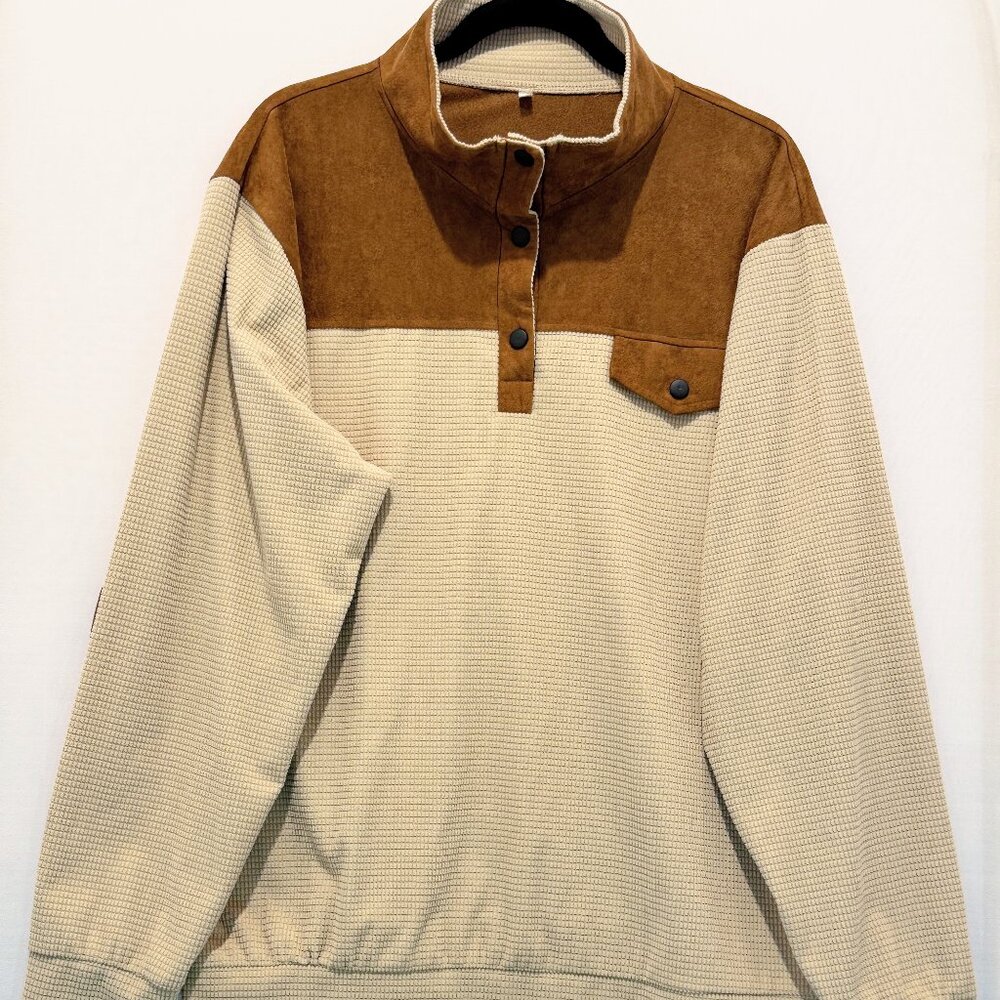 Mens Casual Lapel Collar Button Henley Shirt Pullover